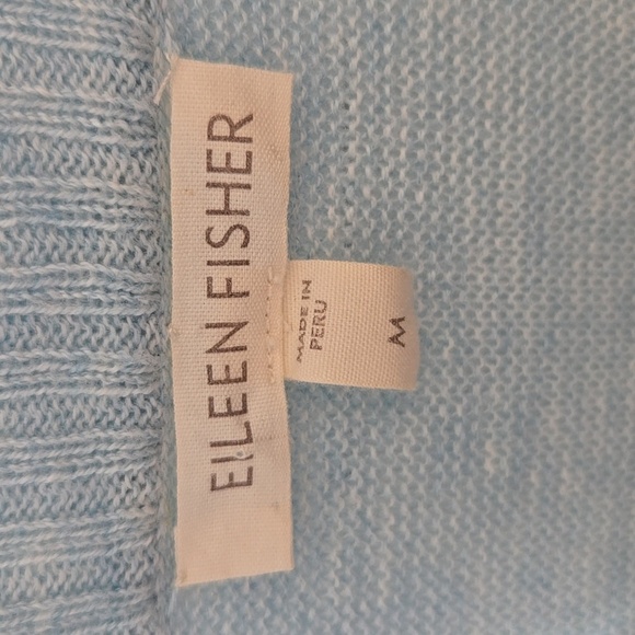 Eileen FISHER 100% ORGANIC COTTON Light Blue Open Front Sweater CARDIGAN MEDIUM - Picture 2 of 5